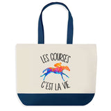 Sac de shopping bleu Courses Hippiques c'est la Vie
