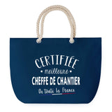Sac de plage Bleu anse corde Certifiée meilleure Cheffe de Chantier