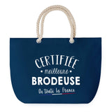 Sac de plage Bleu anse corde Certifiée meilleure Brodeuse