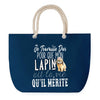 Sac de plage Bleu anse corde Lapin Travailler Dur