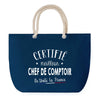 Sac de plage Bleu anse corde Certifié meilleur Chef de Comptoir