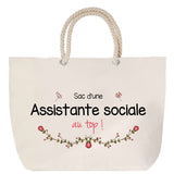 Sac Fête des Mères Mamie Famille Idée Cadeau anniversaire Noël Travail Boulot Métier Départ Retraite Collègue Femme cabas shopping plage