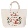 Sac Fête des Mères Mamie Famille Idée Cadeau anniversaire Noël Travail Boulot Métier Départ Retraite Collègue Femme cabas shopping plage