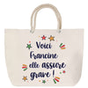 Sac Fête des Mères Mamie Famille Idée Cadeau anniversaire Noël Travail Boulot Métier Départ Retraite Collègue Femme cabas shopping plage