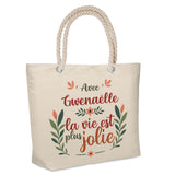 Sac Fête des Mères Mamie Famille Idée Cadeau anniversaire Noël Travail Boulot Métier Départ Retraite Collègue Femme cabas shopping plage