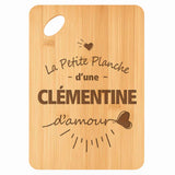 Planche bambou gravée personnalisée femme idée cadeau Fête des Mères apéro 30×20 prénom cuisine plateau fromage anniversaire noel maman mamie