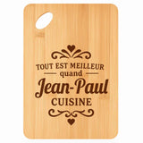 Planche bambou gravée personnalisée homme idée cadeau Fête des Pères apéro 30×20 prénom cuisine plateau fromage anniversaire noel papa papi 
