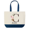 Sac de shopping bleu Constance Lettre Fleur