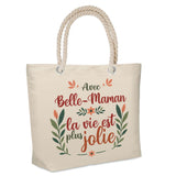 Sac Fête des Mères Mamie Famille Idée Cadeau anniversaire Noël Travail Boulot Métier Départ Retraite Collègue Femme cabas shopping plage