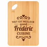 Planche bambou gravée personnalisée homme idée cadeau Fête des Pères apéro 30×20 prénom cuisine plateau fromage anniversaire noel papa papi 