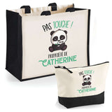 Cabas femme sac plage ou shopping tote bag pochette trousse Idée cadeau original pour anniversaire Noël travail départ retraite collègue famille fete des mères maman mamie