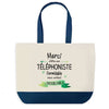 Sac de shopping bleu Merci Téléphoniste Inoubliable Femme