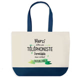 Sac de shopping bleu Merci Téléphoniste Inoubliable Femme
