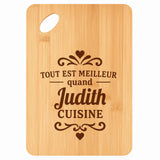 Planche bambou gravée personnalisée femme idée cadeau Fête des Mères apéro 30×20 prénom cuisine plateau fromage anniversaire noel maman mamie