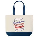 Sac de shopping bleu Trésorière Meilleure du Monde