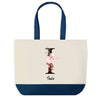 Sac de shopping bleu Inès Lettre Fleur