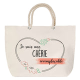 Sac Fête des Mères Mamie Famille Idée Cadeau anniversaire Noël Travail Boulot Métier Départ Retraite Collègue Femme cabas shopping plage