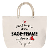 Sac Fête des Mères Mamie Famille Idée Cadeau anniversaire Noël Travail Boulot Métier Départ Retraite Collègue Femme cabas shopping plage