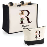 Cabas femme sac plage ou shopping tote bag pochette trousse Idée cadeau original pour anniversaire Noël travail départ retraite collègue famille fete des mères maman mamie