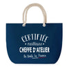 Sac de plage Bleu anse corde Certifiée meilleure Cheffe d'Atelier