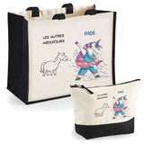 Cabas homme sac plage ou shopping tote bag pochette trousse Idée cadeau original pour anniversaire Noël travail départ retraite collègue famille fetes des pères papa papi