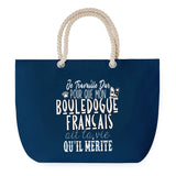 Sac de plage Bleu anse corde Bouledogue Français Travailler Dur pour mon Chien