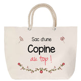 Sac Fête des Mères Mamie Famille Idée Cadeau anniversaire Noël Travail Boulot Métier Départ Retraite Collègue Femme cabas shopping plage