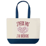 Sac de shopping bleu J'peux pas Broderie