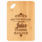 Planche bambou gravée personnalisée homme idée cadeau Fête des Pères apéro 30×20 prénom cuisine plateau fromage anniversaire noel papa papi 