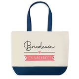 Sac de shopping bleu Bricoleuse en Vacances