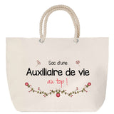 Sac Fête des Mères Mamie Famille Idée Cadeau anniversaire Noël Travail Boulot Métier Départ Retraite Collègue Femme cabas shopping plage