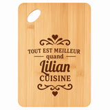 Planche bambou gravée personnalisée homme idée cadeau Fête des Pères apéro 30×20 prénom cuisine plateau fromage anniversaire noel papa papi 
