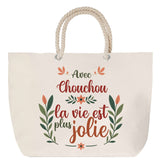 Sac Fête des Mères Mamie Famille Idée Cadeau anniversaire Noël Travail Boulot Métier Départ Retraite Collègue Femme cabas shopping plage