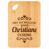 Planche bambou gravée personnalisée femme idée cadeau Fête des Mères apéro 30×20 prénom cuisine plateau fromage anniversaire noel maman mamie