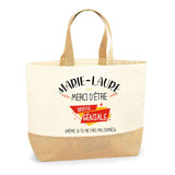 Sac Jute Fête des Mères Fêtes des Pères Mamie Papi Famille Idée Cadeau anniversaire Noël Travail Boulot Métier Départ Retraite Collègue Femme Homme