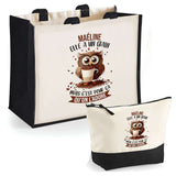 Cabas femme sac plage ou shopping tote bag pochette trousse Idée cadeau original pour anniversaire Noël travail départ retraite collègue famille fete des mères maman mamie