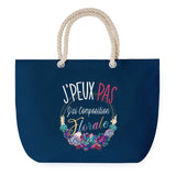 Sac de plage Bleu anse corde J'peux Pas Composition Florale