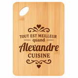 Planche bambou gravée personnalisée homme idée cadeau Fête des Pères apéro 30×20 prénom cuisine plateau fromage anniversaire noel papa papi 