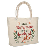 Sac Fête des Mères Mamie Famille Idée Cadeau anniversaire Noël Travail Boulot Métier Départ Retraite Collègue Femme cabas shopping plage