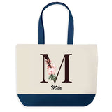 Sac de shopping bleu Mila Lettre Fleur