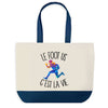 Sac de shopping bleu Football Americain c'est la Vie