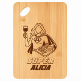 Planche bambou gravée personnalisée femme idée cadeau Fête des Mères apéro 30×20 prénom cuisine plateau fromage anniversaire noel maman mamie