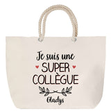 Sac Fête des Mères Mamie Famille Idée Cadeau anniversaire Noël Travail Boulot Métier Départ Retraite Collègue Femme cabas shopping plage