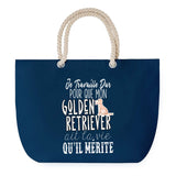 Sac de plage Bleu anse corde Golden Retriever Travailler Dur pour mon Chien