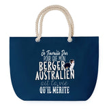 Sac de plage Bleu anse corde Berger Australien Travailler Dur pour mon Chien