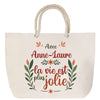 Sac Fête des Mères Mamie Famille Idée Cadeau anniversaire Noël Travail Boulot Métier Départ Retraite Collègue Femme cabas shopping plage