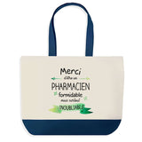 Sac de shopping bleu Merci Pharmacien Inoubliable Homme