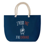 Sac de plage Bleu anse corde J'peux Pas Chômage