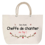 Sac Fête des Mères Mamie Famille Idée Cadeau anniversaire Noël Travail Boulot Métier Départ Retraite Collègue Femme cabas shopping plage