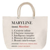 Sac Fête des Mères Mamie Famille Idée Cadeau anniversaire Noël Travail Boulot Métier Départ Retraite Collègue Femme cabas shopping plage